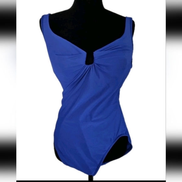 Miraclesuit Womens Blue Must Have Escape One Piece Tummy Control Bathing Suit 14 - Picture 2 of 14